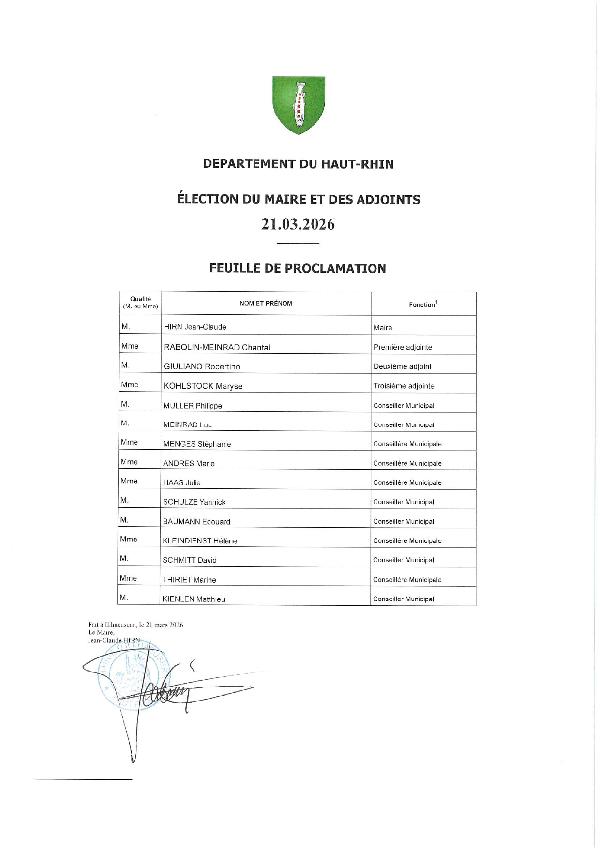 Installation du Conseil Municipal